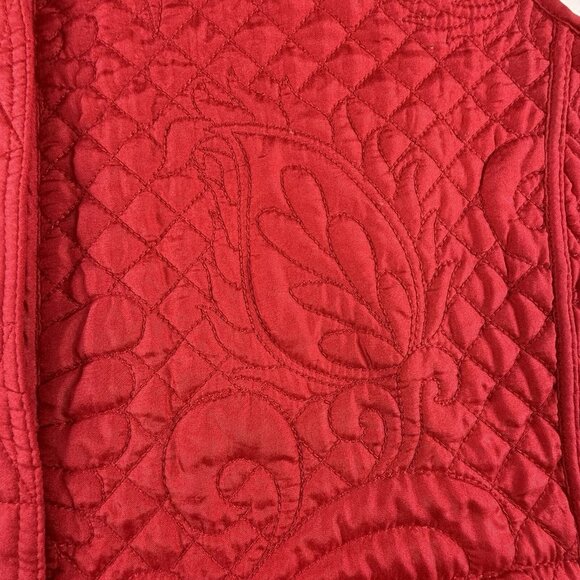 Orvis Red Silk Quilted Vest Womens S Floral Paisley Insulated Classic Core - Picture 3 of 9